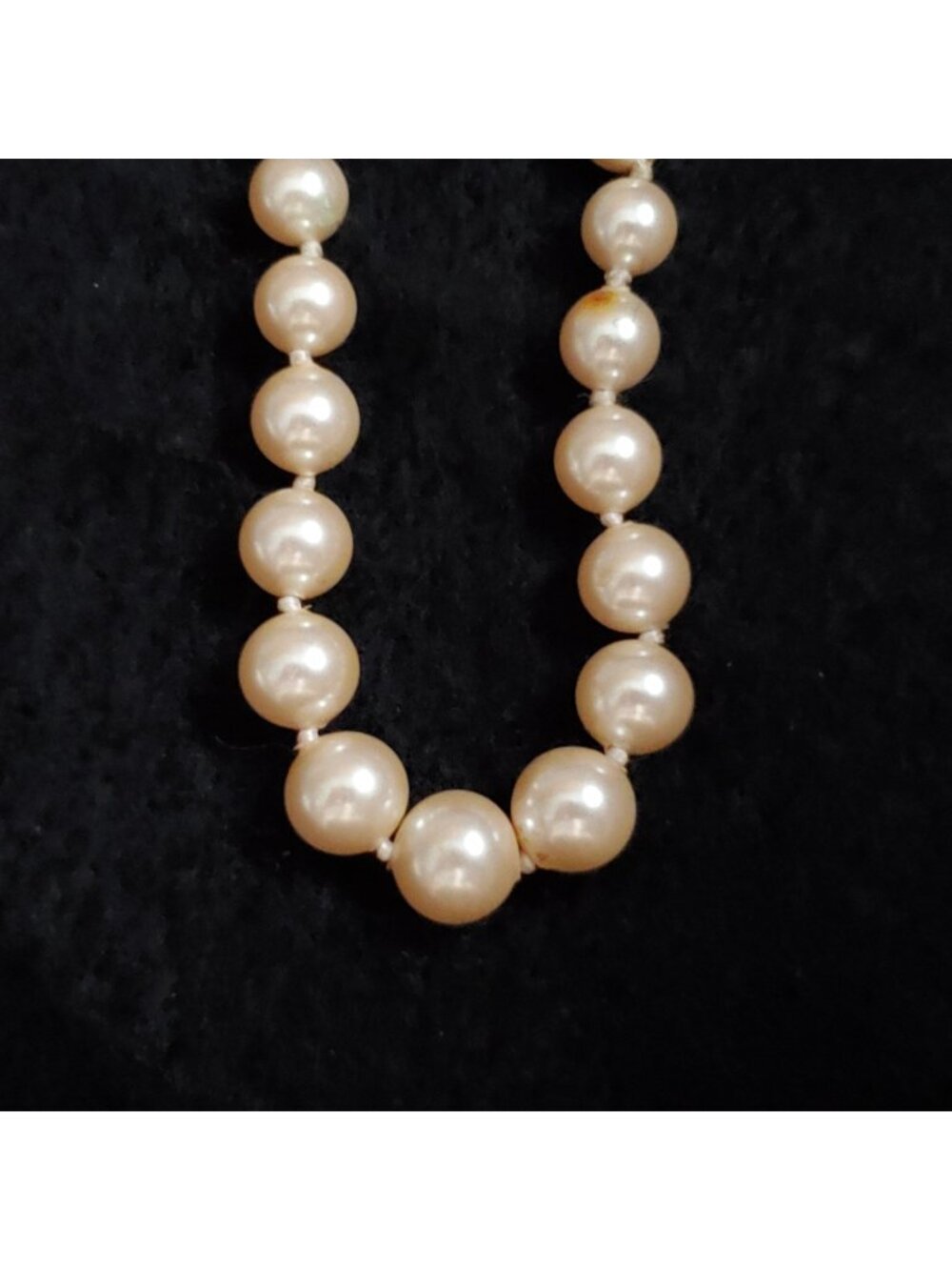 Vintage Monet Faux Pearl Necklace Graduated Knotted Gold Tone 17.5"